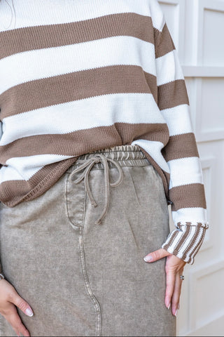 Mocha Drawstring Maxi Sweatskirt