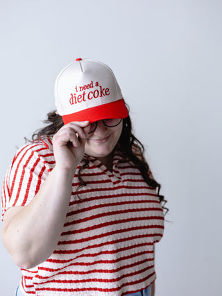 I Need a Diet Coke Red and Cream Hat