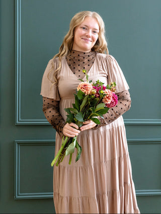 Tan Tiered Maxi Dress