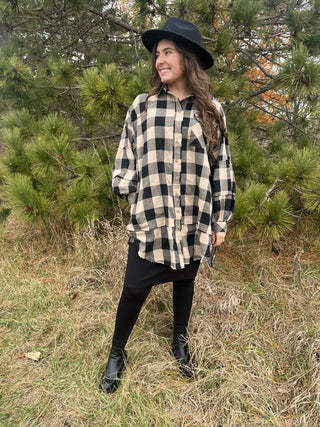 Cozy Winter Days Black and White Plaid Tunic Dress