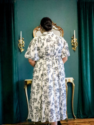 Evening in Paris Black and White Button Down Midi Dress