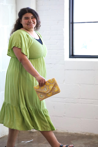 Lime Green Smocked Maxi Dress