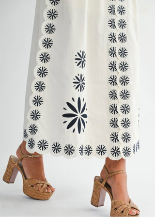 Boho Dream Embroidered Front Tie Top and Matching Skirt Set