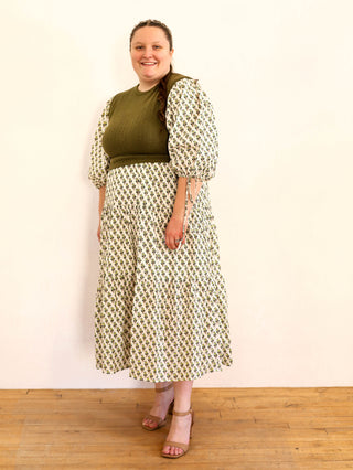 Olive Green Floral Sweater Vest Dress