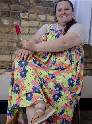 Summer is Here Lime & Blue Floral Jumper Dress