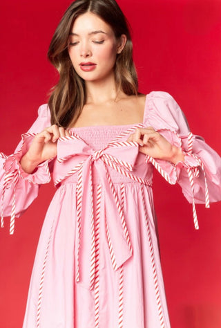 Pink Candy Cane Stripe Midi Dress