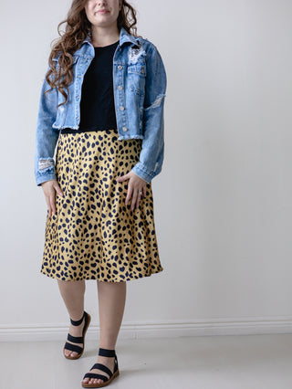 Leopard Satin Midi Skirt