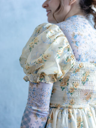 Blue Floral Patchwork Layering Top