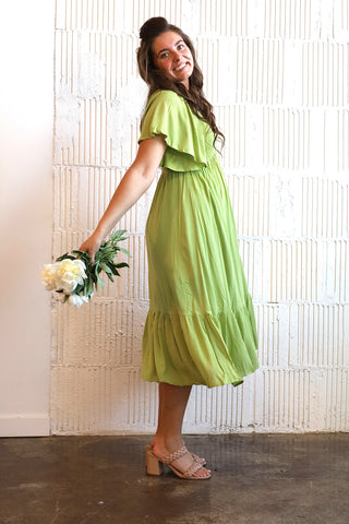 Lime Green Smocked Maxi Dress