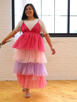 Pink and Purple Ombre Tulle Jumper Dress