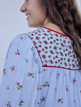 Summer Blue Floral Skirt and Top Set