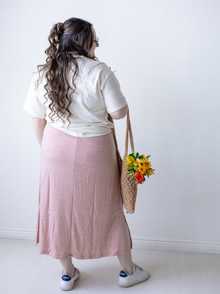 Pink Pastel Knit Drawstring Skirt