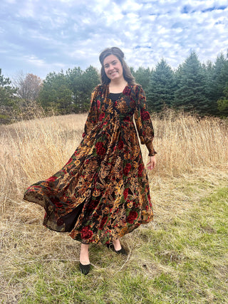 The New Year's Eve Velvet Embossed Floral Maxi