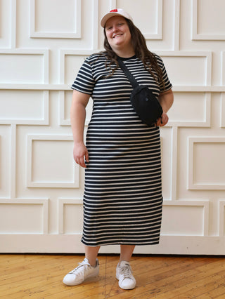 Casual Days Black and White Striped Maxi Dress