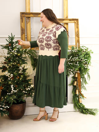 Olive Green Asymmetrical Stitch Maxi Dress