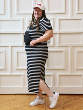 Casual Days Black and White Striped Maxi Dress