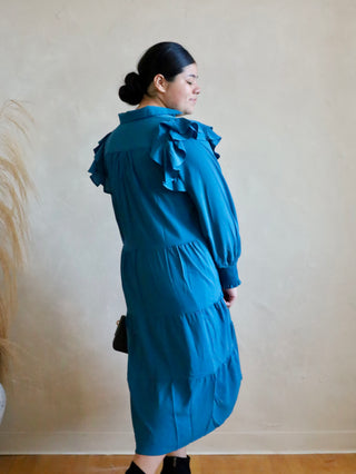 Teal Ruffle Maxi Plus Dress