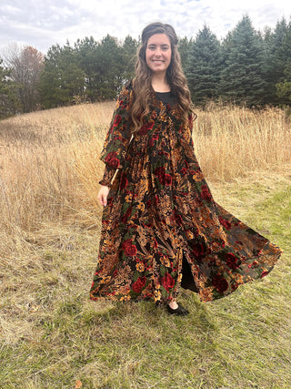 The New Year's Eve Velvet Embossed Floral Maxi