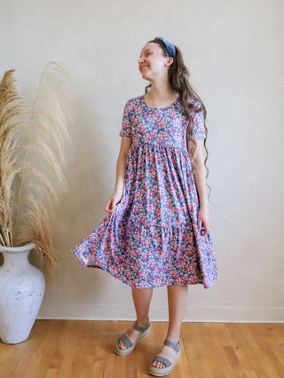 Blue Floral Everyday Midi Dress