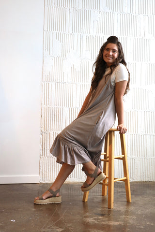 Must Have Gray Ruffle Hem Jumper Dress