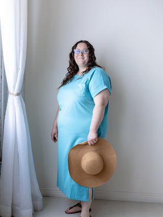 Teal Short Sleeve T-Shirt Dress