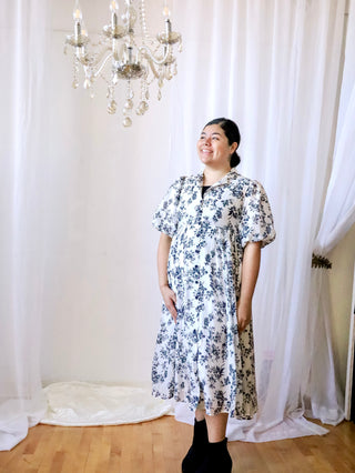 Evening in Paris Black and White Button Down Midi Dress