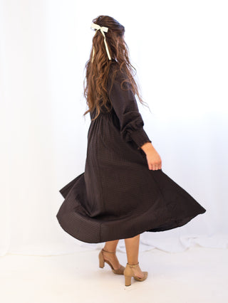 Vintage Plaid Statement Collar Dress