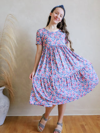 Blue Floral Everyday Midi Dress