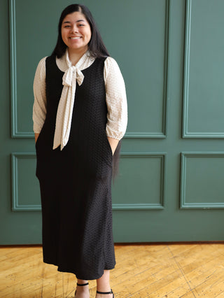 Black and White Honeycomb Bow Tie Dress