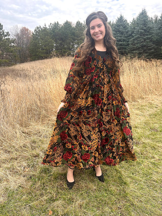 The New Year's Eve Velvet Embossed Floral Maxi