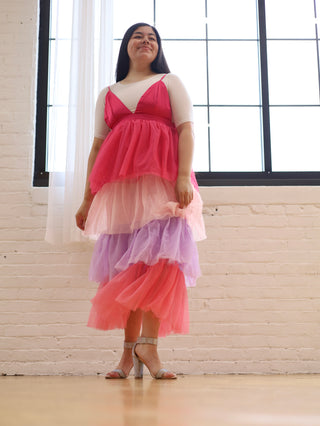Pink and Purple Ombre Tulle Jumper Dress