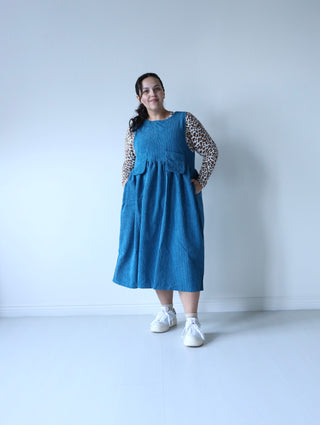 Teal Oversized Corduroy Jumper Dress