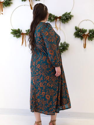 Christmas Bells Gold and Teal Velvet Dress
