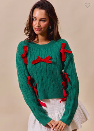 Hunter / Red Velvet Bow Sweater