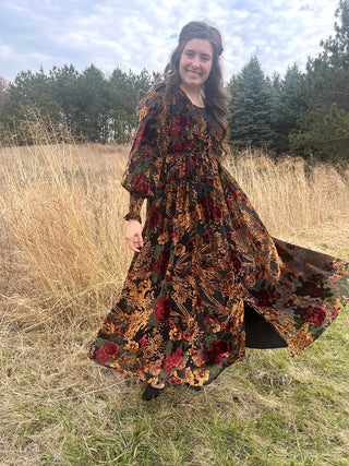 The New Year's Eve Velvet Embossed Floral Maxi