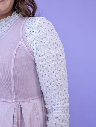 White 3D Embossed Floral Print Layering Top