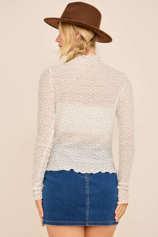 White 3D Embossed Floral Print Layering Top