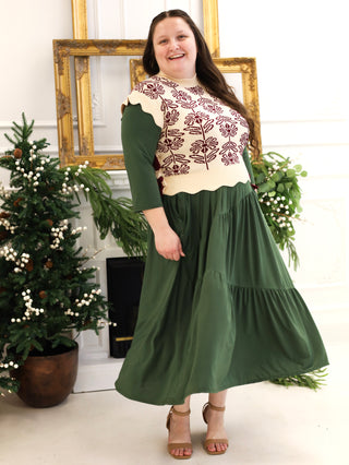 Olive Green Asymmetrical Stitch Maxi Dress