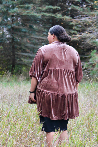 Gold Velvet Plus Tiered Hi-Low Top