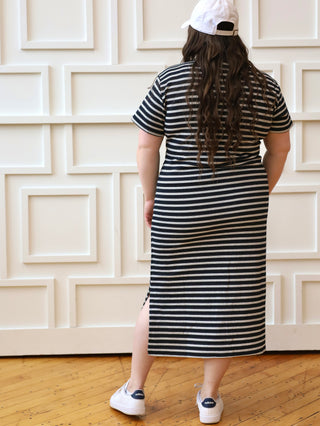 Casual Days Black and White Striped Maxi Dress