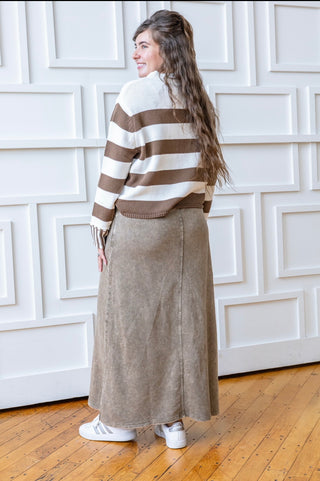 Mocha Drawstring Maxi Sweatskirt