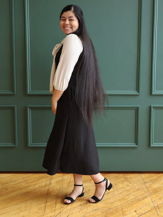 Black and White Honeycomb Bow Tie Dress