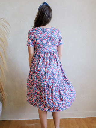 Blue Floral Everyday Midi Dress