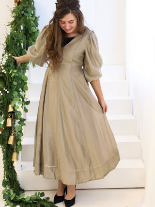 Champagne Holiday Midi Dress