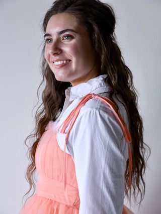 Whimsical Apricot Tulle Peach Maxi Dress