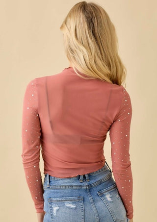 Taupe Rhinestone Layering Top
