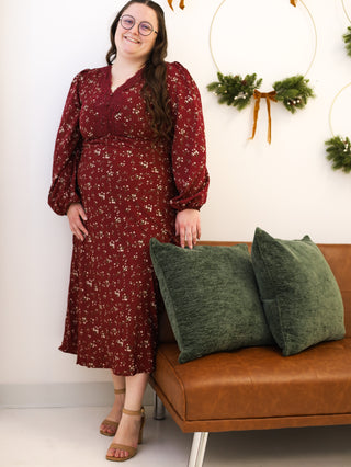 Cranberry Punch Floral Satin Dress