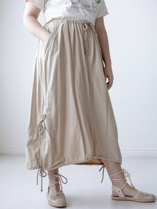 Khaki Boho Tie Maxi Skirt