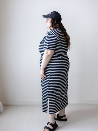 Casual Days Black and White Stripe Plus Tshirt Dress