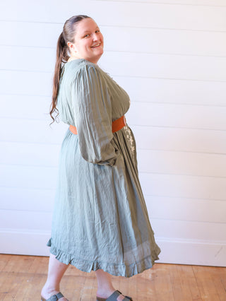 Flowering Sage Embroidered Midi Dress